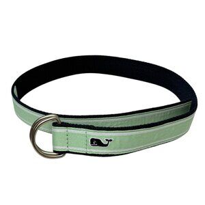 VINEYARD VINES Boys Belt Small 30" Youth Mint Green Navy Blue Whale Logo  D-ring